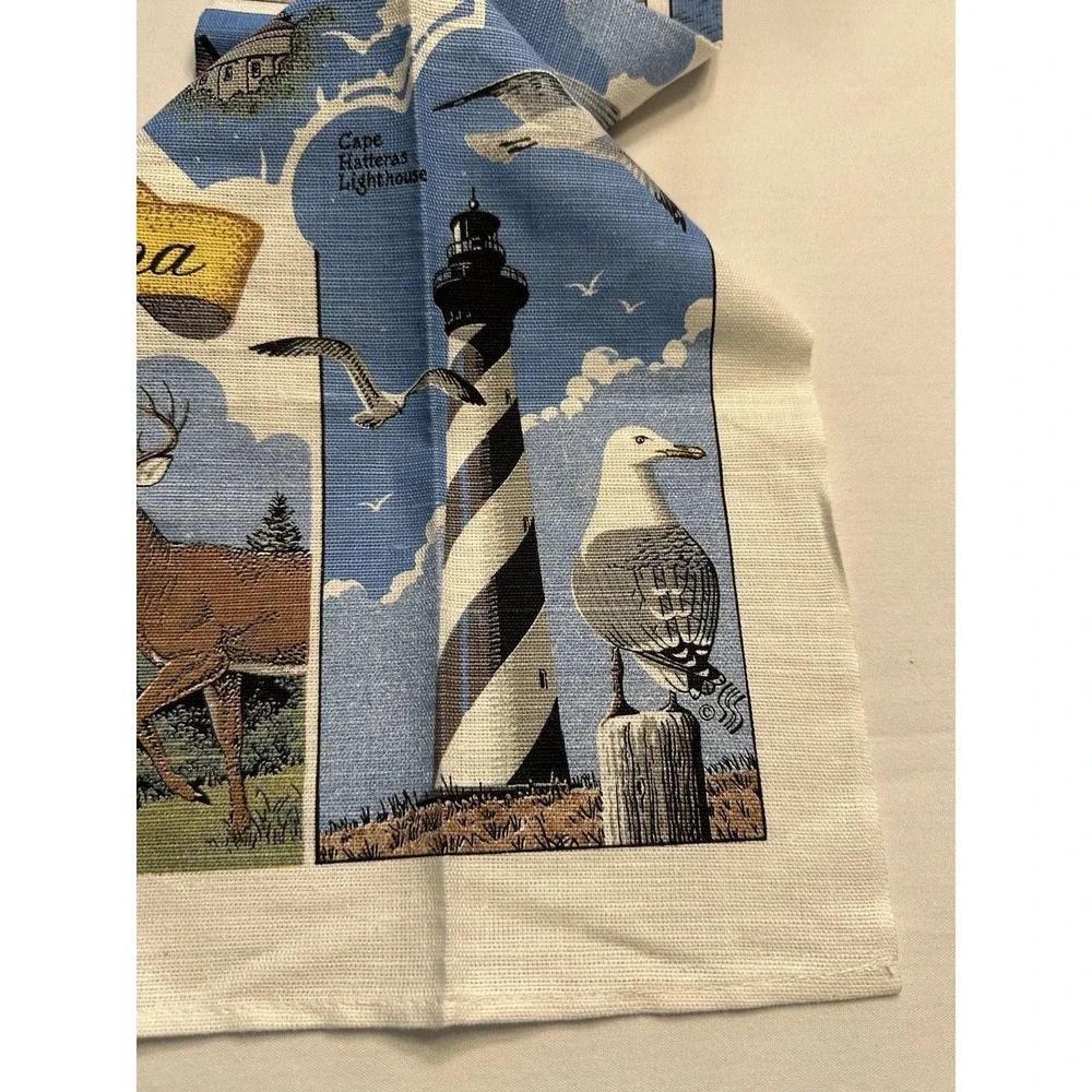 VTG  Linen Souvenir North Carolina Kitchen Dish Tea Towel‎ 26x16 NWT Stevens